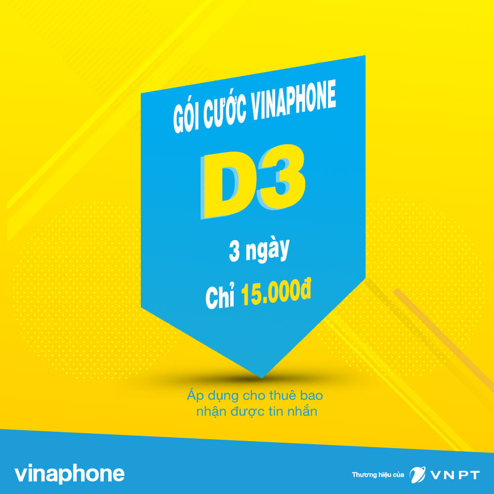 Đăng ký 3G Vina 3 ngày - Nhận Data hấp dẫn giá chỉ 15K