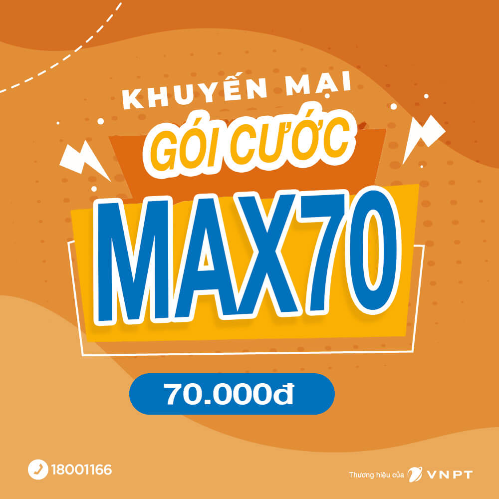 Đăng ký gói MAX70 Vinaphone miễn phí 9GB chỉ 70K/tháng