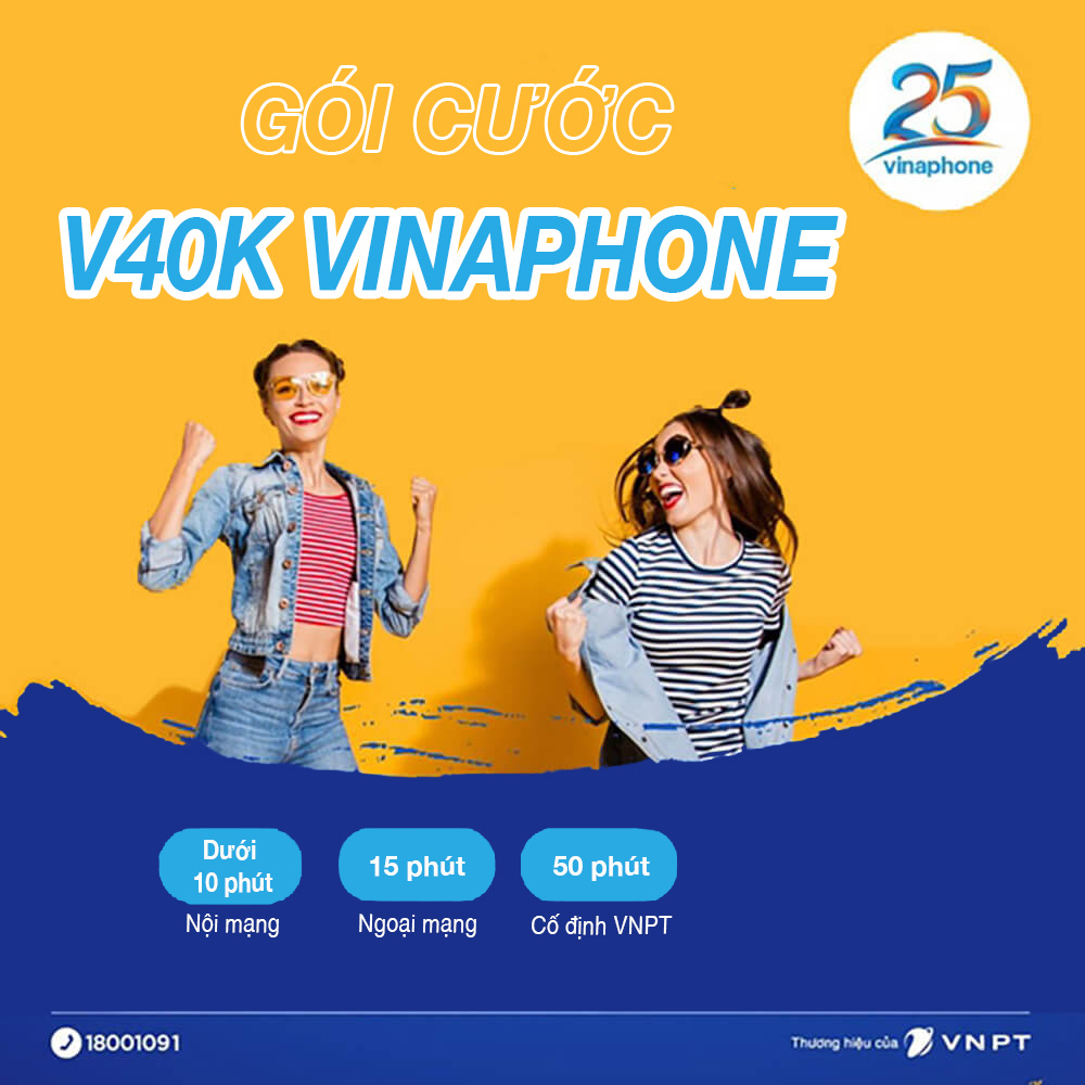 Đăng ký gói V40K của Vinaphone miễn phí gọi thoại cả tháng chỉ 40k