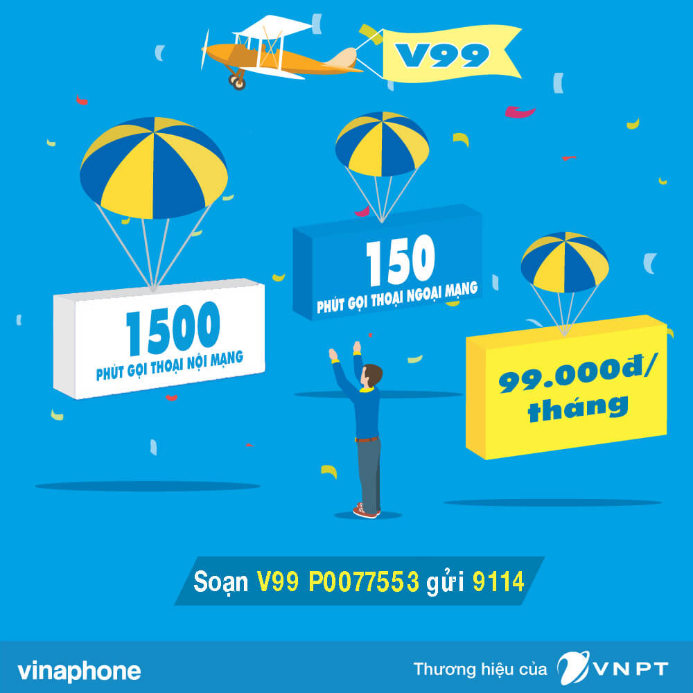 Đăng ký gói V99 Vinaphone gọi thả ga chỉ 99K/tháng