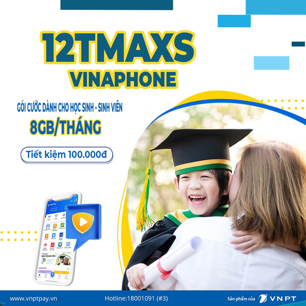 Gói 12TMAXS Vinaphone sinh viên tặng 96GB tiết kiệm ngay 100.000đ