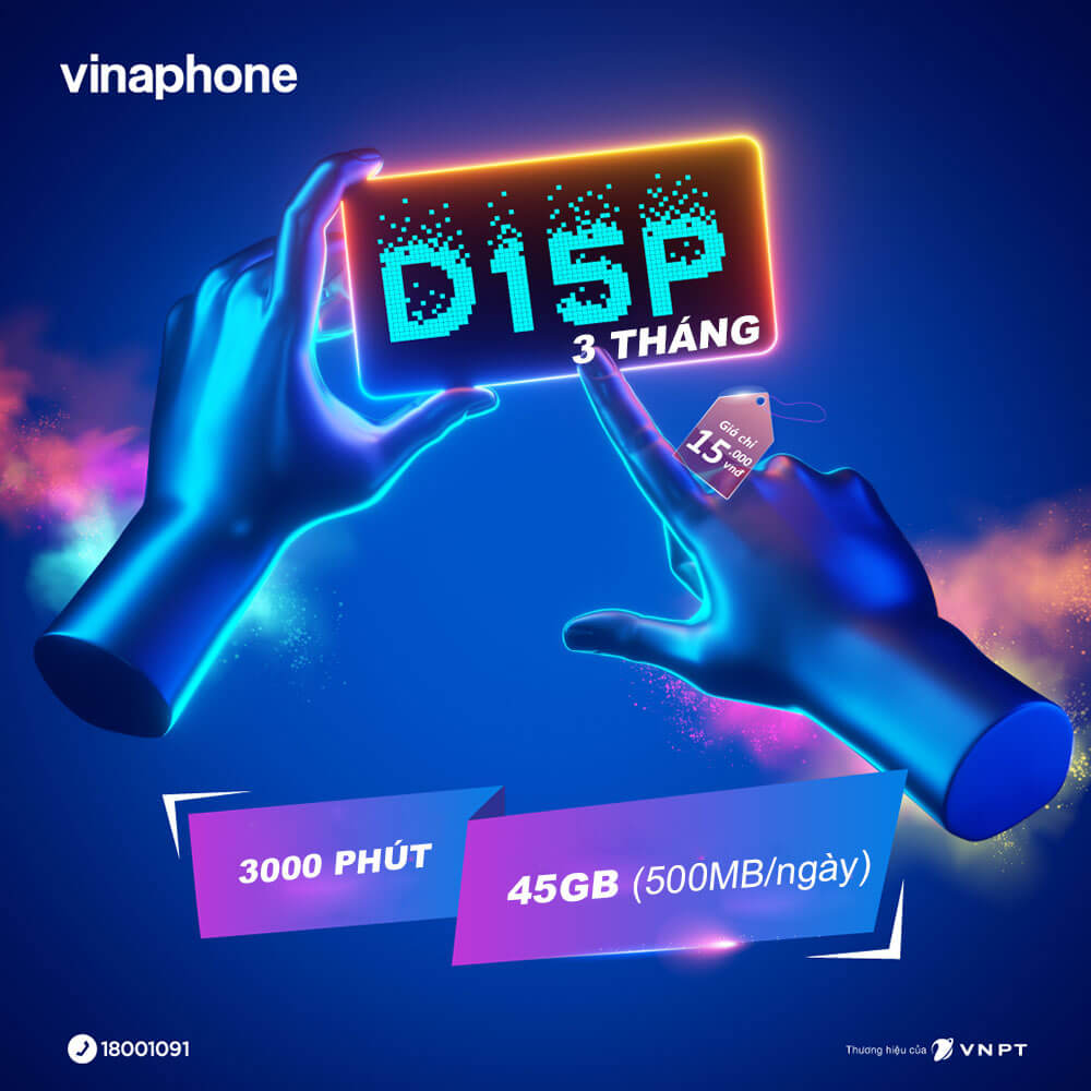 Đăng ký gói D15P 3T Vinaphone tặng 45GB + 3.000 phút gọi chỉ 237K
