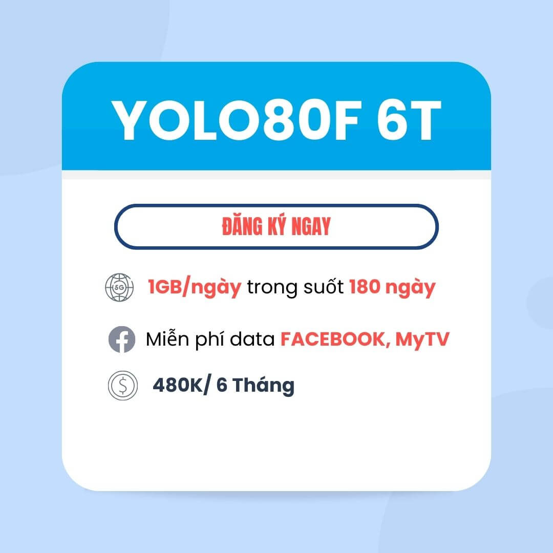 Đăng ký gói YOLO80F 6T VinaPhone có 1GB/ngày & Free Data Facebook