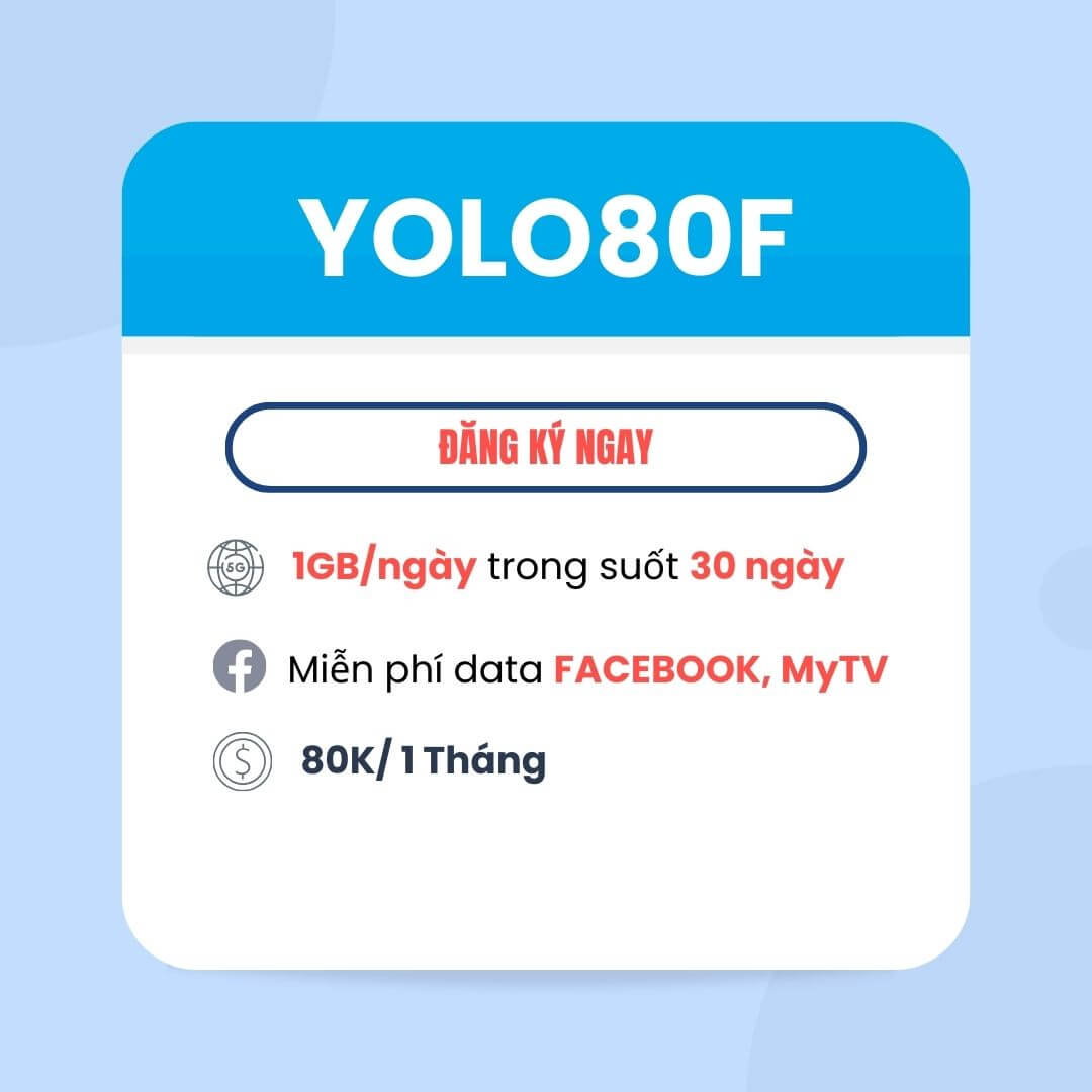 Đăng ký gói YOLO80F VinaPhone có 1GB/ngày & Free Data Facebook