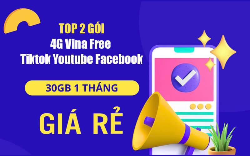 Top 2 gói 4G Vina Free Tiktok Youtube Facebook 1 tháng giá rẻ